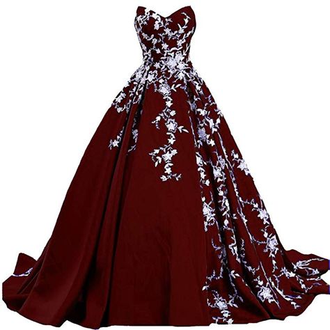 Black And Red Ball Gown Wedding Dress, Black And Red Wedding Dresses Long Sleeve, Red And Black Prom Dress Ballgown, Gothic Wedding Dress White And Red, Red And Black Prom Dress Goth, Long Ball Gown, Prom Evening Dresses, White Evening Dress, Prom Dress Inspiration