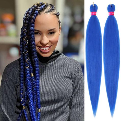 PRICES MAY VARY. Pre stretched braiding hair, save you time and money. Kanekalon synthtic fiber, quality braiding hair. Professional hair extensions. Smooth, soft, fresh and natural. No chemical, no smell, minimum shedding. Hot water setting. Support your styles. Braiding Hair Pre Stretched Kanekalon Box Braids Hair Extensions Blue Braiding Hair, Pre Stretched Braiding Hair, Professional Hair Extensions, Black Hair Updo Hairstyles, Braids Hair, Braid In Hair Extensions, Updo Hairstyles, Braiding Hair, Hair Updo