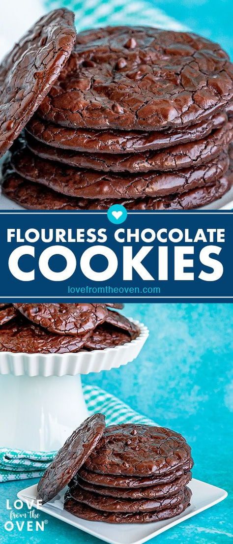 Amazing Gluten Free Desserts, Simple Gluten Free Desserts, Chocolate Cookies Gluten Free, Flourless Dessert Recipes, Flourless Baking, Flourless Desserts, Gluten Free Chocolate Cookies, Flourless Chocolate Cookies, Cookies Love