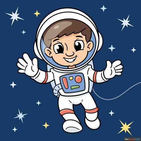 How to Draw a Cartoon Astronaut Featured Image Planets Drawing, New Drawing Ideas, Rocket Drawing, Spaceship Drawing, Science Drawing, Astronaut Drawing, Full Drawing, Easy Drawing Guides, Drawing Steps