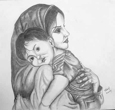 https://youtu.be/TZjBjf6Ki6I Mother Day Sketch, Mother And Baby Drawing, Mother's Day Sketch, Mothers Day Drawings, Mom Drawing, Baby Sketch, Girl Drawing Easy, Banner Drawing, Girl Drawing Sketches