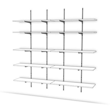 How to Install Single or Twin-track (Knape & Vogt style) Wall-Mounted Adjustable Shelving Knape And Vogt Shelves, Diy Track Shelving, Track Shelving Bookshelves, Adjustable Track Shelving, Shelf Track System, White Track Shelving, Track Shelving, Japanese Style Bedroom, Shelving Brackets