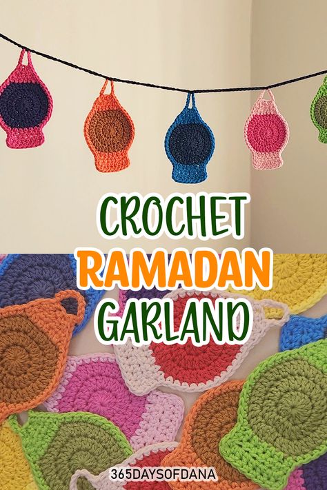 A detailed crochet tutorial for a lantern garland. Great for beginners. Crochet Ramadan Ideas, Crochet Ramadan Decoration, Crochet Ramadan, Crochet Lantern, Lantern Garland, Ramadan Ideas, Garland Crochet, Detailed Crochet, Crochet Garland