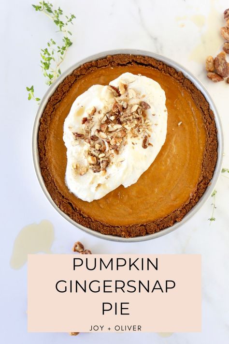 Ginger Snap Pumpkin Pie, Pumpkin Pie With Ginger Snap Crust, Gingersnap Pie, Creamy Pumpkin Pie, Maple Whipped Cream, Pumpkin Gingerbread, Pumpkin Tarts, Pies Recipes, Gingersnap Crust