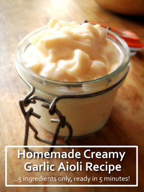 Homemade Creamy Garlic Aioli recipe... requires 5 simple ingredients only and is ready in 5 minutes... #homemade #homemaderecipes #recipes #dips #sauces #homestead #homesteading Homemade Garlic Dip, Asparagus Dipping Sauce, Homemade Garlic Aioli, Homemade Soy Sauce, Soy Sauce Recipe, Recipes Dips, Garlic Aioli Recipe, Milk Bath Recipe, Drying Fresh Herbs