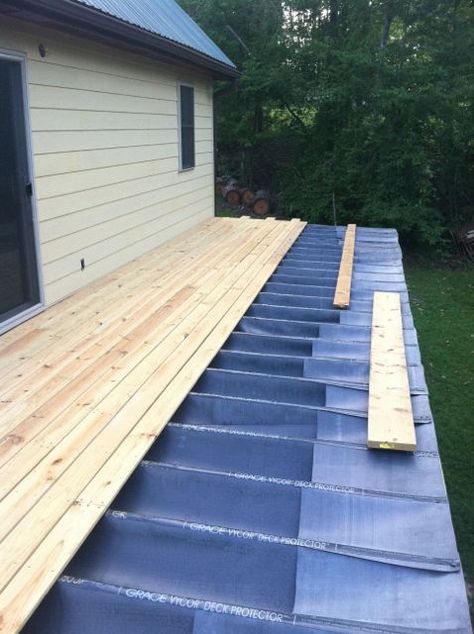 site built EPDM deck crainage system Deck Drainage System, Under Deck Roofing, Under Deck Drainage System, Flowy Jacket, Under Deck Drainage, Patio Under Decks, Outdoor Living Deck, Deck Remodel, Deck Installation