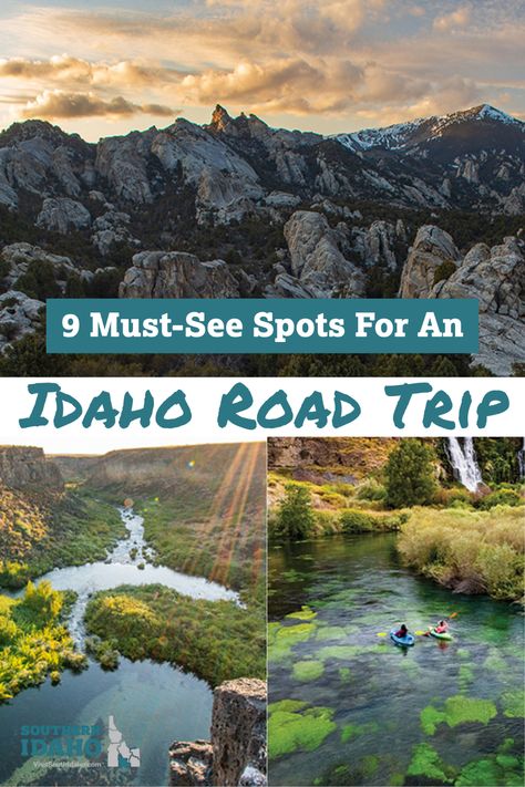 Idaho Road Trip Map, Idaho Road Trip Itinerary, Idaho Bucket List, Yellowstone Vacation Planning, Idaho Road Trip, Shoshone Falls, Pnw Travel, Canyon City, Explore Idaho