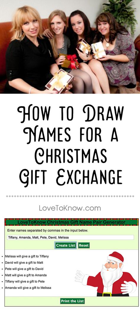 Many families draw names for Christmas gifts. This is an economical and labor-saving tool, as it cuts down on long gift lists and saves time looking for the perfect Christmas present for multiple people. | How to Draw Names for a Christmas Gift Exchange f Christmas Gift Drawing, Christmas Gift Pictures, Family Gift Exchange, Easy Homemade Christmas Gifts, Holiday Gift Exchange, Name Drawings, Affordable Christmas Gifts, Christmas Gift Exchange, Christmas Names