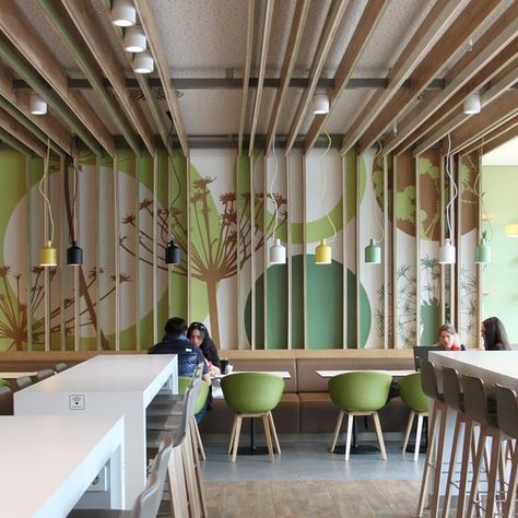 Interesting And Eclectic Food Court Designs To Keep You Engaged - Bored Art Canteen Design, Food Court Design, Bakery Interior, Bakery Design Interior, Lake House Interior, Café Design, Interior Design Business, Cafe Interior Design, Cool Cafe