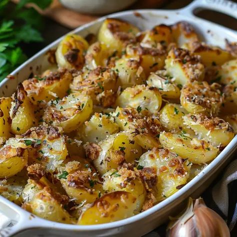 Delmonico Potatoes Recipe - Good For Recipes Potato And Cream Cheese Recipes, Delmonico Potatoes Recipes, Idaho Potato Recipes, Delmonico Potatoes, Southern Style Food, Gold Potato Recipes, Easy Baked Potato, Creamer Potatoes, Crisp Topping