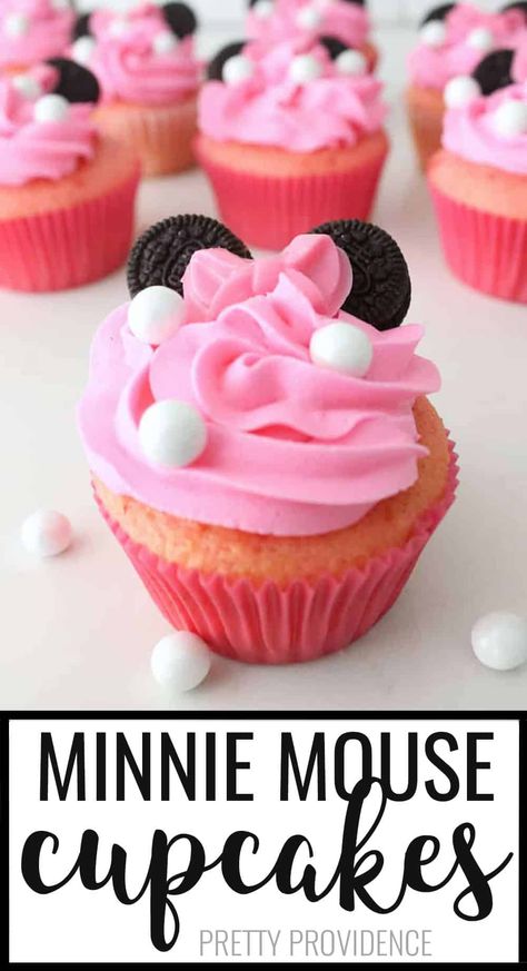 Minnie mouse cupcakes Mm Cupcakes, Cupcakes Minnie Mouse, 1rst Birthday, Disney Cupcakes, Mouse Cupcakes, Minnie Mouse Cupcakes, Bolo Minnie, Disney Treats, Minnie Mouse Cake