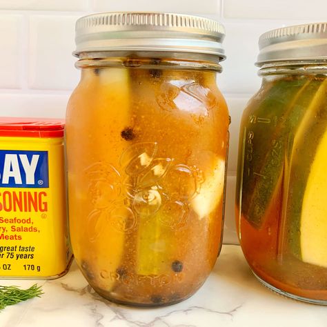 Old Bay Refrigerator Pickles Old Bay Pickles Recipe, Old Bay Pickle Recipe, Old Bay Pickles, Pantry Prepping, Pepper Mustard Recipe, Frontier Woman, Pickled Items, Preserves Recipes, Canning Garden