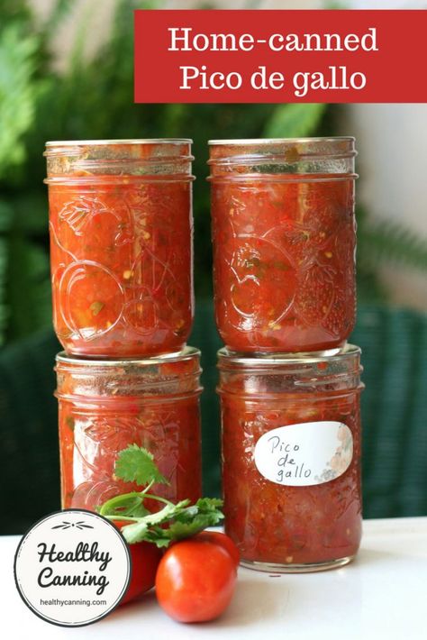 Pico De Gallo Canning Recipe, Canned Pico De Gallo Recipe, Pickling Veggies, Healthy Canning, Canned Salsa Recipes, Canning Salsa, Recipes Salads, Fresh Tomato Recipes, Canning Vegetables