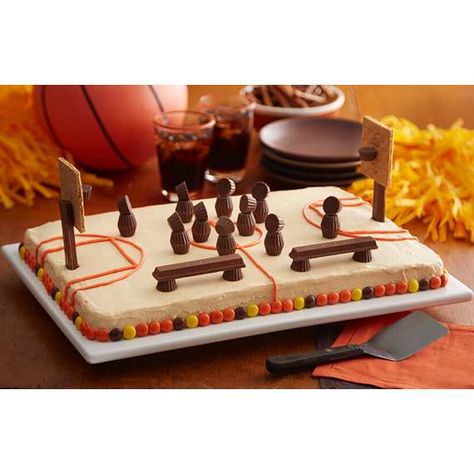 Basketball Court Cake, Covered Cake Boards, Cake Basket, Basketball Cake, Orange Frosting, Peanut Butter Candy, Cupcake Recipes Chocolate, Chocolate Peanut Butter Cups, Favorite Dessert Recipes