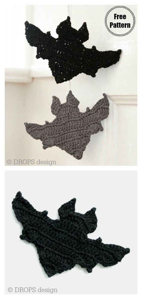 Halloween Bat Ornaments Free Crochet Pattern Crochet Halloween Bats Free Pattern, Crochet Bat Applique Free Pattern, Crochet Bat Applique, Crochet Bat Pattern Free Amigurumi, Bat Ornaments, Crochet Halloween Decorations, Wings Tutorial, Halloween Wings, Christmas Tree Skirts Patterns