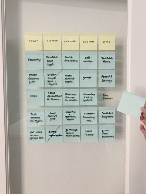 Sticky Note Vision Board, Sticky Note Goal Board, Sticky Note Organization Wall, Task Organization Board, Productivity Wall, Post It Design, Sticky Note Wall, Command Station, Life Organisation