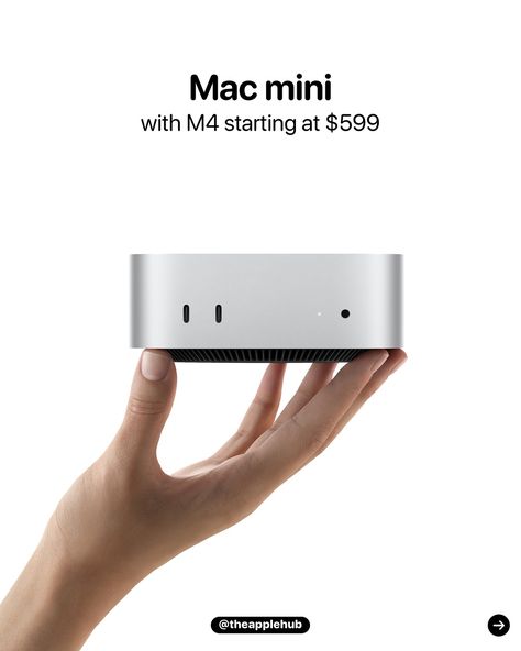 Apple has announced a redesigned Mac mini with a smaller design and M4 + M4 Pro chips, starting at $599! 🚨 You can order today and will ship on November 8 Mac Mini, November 8, Small Designs, Mac, Chips, Canning, Quick Saves, Design