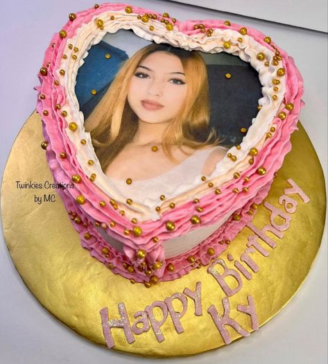 Heart Cake With Picture, Heart Birthday Cake, Heart Shaped Cake, Birthday Cake Pictures, Shaped Cake, Heart Shaped Cakes, Heart Cake, Photo Heart, Custom Cakes