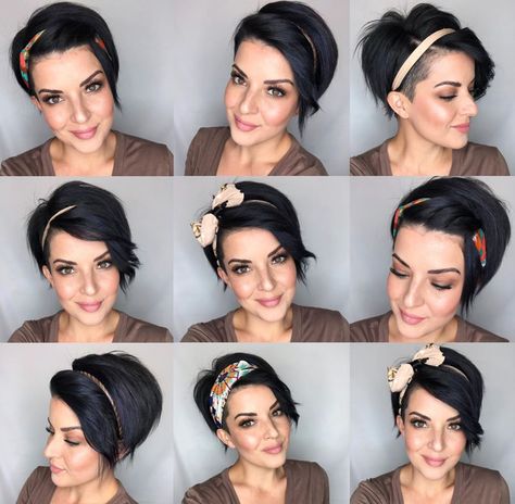 Headbands Hairstyles Short, Kort Bob, Headbands For Short Hair, Peinados Fáciles Para Cabello Corto, Penteado Cabelo Curto, Short Haircut, Short Hair Styles Pixie, Short Curly Hair, Hair Color Ideas