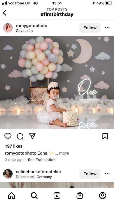 Cloud First Birthday, Hot Air Balloon Photoshoot, Hot Air Balloon Cake Smash, Twin Cake Smash, Hot Air Balloon Cake, Cake Smash Theme, Baby Birthday Photoshoot, Hot Air Balloon Party, Smash Cake Girl