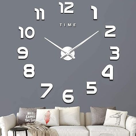 🕑【DIY Clock, Easy to Assemble】:DIY wall clock with an adjustable diameter of at least 60 cm, maximum 120 cm. Complete accessories,Easy to install (please follow the instructions). Enjoy the happy time of DIY with your family. Wall Clock Decor Living Room Modern, Wall Decorations Ideas, Office Wall Decorations, Wall Clock Decor Living Room, Wall Clock Numbers, Living Room Wall Clock, Clock For Living Room, Home Bedroom Office, 3d Wall Clock