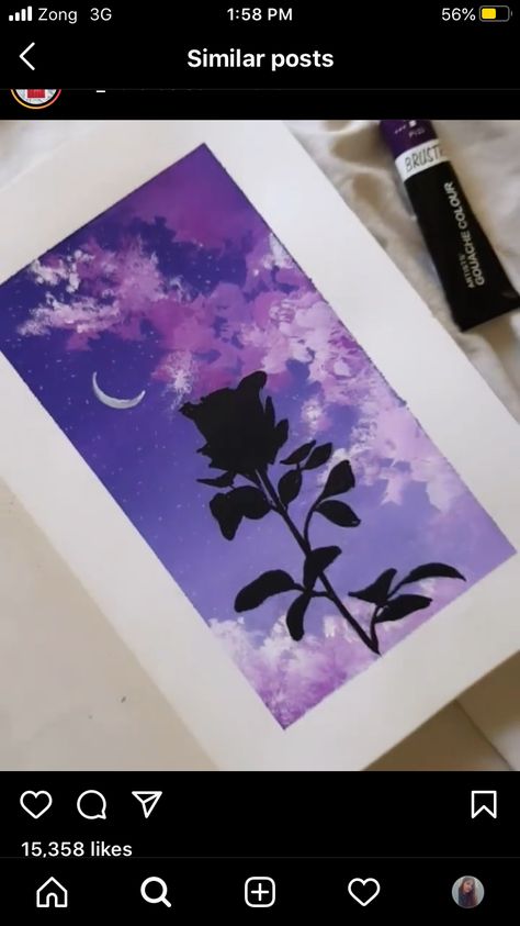 Shilloute Painting, Lofi Painting Aesthetic, Cute Watercolor Paintings Easy Aesthetic, Shilloute Art, Purple Background Painting, Painting Ideas On Canvas Purple, Purple Painting Aesthetic, Painting Ideas Purple, Purple Aesthetic Painting