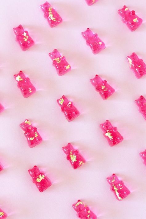 Pink Gummy Bears, Pink Food Coloring, Bedroom Wall Collage, Edible Gold, Pink Vibes, Photo Wall Collage, Vegan Treats, Gummy Bear, Everything Pink