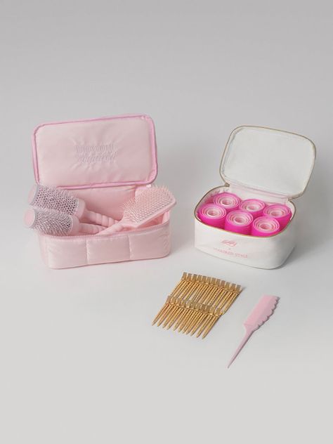 Give yourself an algorithm-approved salon blowout with this Luxy X Acquired Style Bundle. The Blowout Brush Kit includes a Large Round Brush, a Medium Round Brush, a Paddle Brush, and a Rat Tail Comb, all stored in a quilted puffer case. Use the Velcro Roller Set after blow drying for long-lasting volume or for heatless curls. Pair this with Brigette's favorite hair extensions. faq what-are-the-luxy-x-acquired-style-velcro-hair-rollers what-is-the-difference-between-the-volumizing-velcro-roller- Acquired Style, Velcro Hair Rollers, Blowout Brush, Puffer Case, Salon Blowout, Velcro Rollers, Rat Tail Comb, Blow Dry Bar, Hair Roller