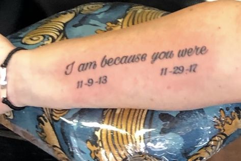 Parent Memory Tattoo, Tattoos For Your Parents Ideas, Tattoos For Divorced Parents, I Am Because You Were Tattoo Grandma, Parents Tattoos Honoring, Tattoos In Memory Of Parents, Honoring Parents Tattoo, Grandpa Inspired Tattoo, Tattoo In Honor Of Parents