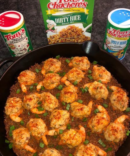 Boudin Stuffed Shrimp - Tony Chachere's Boudin Recipe, Boudin Sausage, Stuffed Shrimp, Cream Sauce For Chicken, Shrimp Stuffed, Cajun Creole Recipes, Steak And Shrimp, Dirty Rice, Rice Dinner