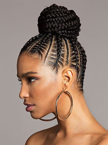 Braided Bun Styles, Bun Ideas, Goddess Braids Hairstyles, Long Box Braids, Box Braids Styling, Braided Bun, Cornrow, Cornrow Hairstyles, African Braids Hairstyles