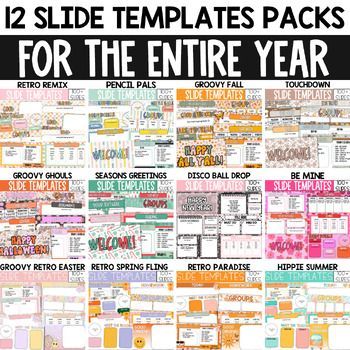 Everything you need to create stunning presentations for your business or school all year long! Includes 12 monthly themes, 400+ slides, and helpful tutorials. Save time and look professional with this versatile template Teacher Slides Template, Classroom Slides Template, Google Slides Templates For Teachers, Slide Themes, Cricut Classroom, Teacher Expectations, Classroom Slides, Google Slide Templates, Tpt Ideas