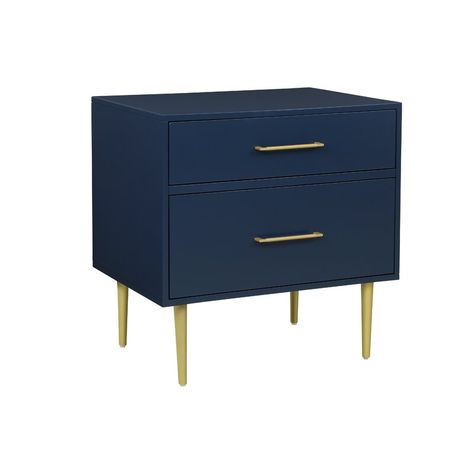 Etta Avenue™ Nayeli 25.75'' Tall 2 - Drawer Nightstand & Reviews | Wayfair Green Night Stand, Green Nightstands, Modern Drawer Pulls, Gold Drawer Pulls, Wooden Nightstand, White Nightstand, 2 Drawer Nightstand, Wood Nightstand, Small Drawers