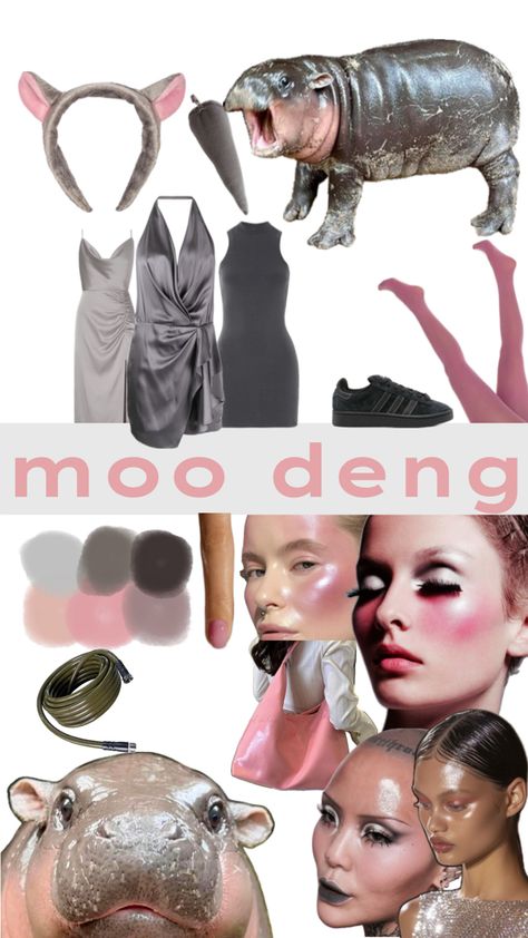 moo deng costume mood board. Halloween Inspo, Funny Halloween Costumes, Halloween Outfits, Halloween Makeup, Mood Board, Halloween Costumes, Halloween, Makeup, Make Up