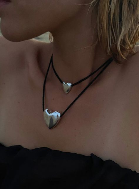 Adjustable Knot Necklace, Korean Heart, Small Heart Necklace, Black Cord Necklace, Adjustable Knot, Heart Choker, Heart Shaped Necklace, Cute Heart, Name Jewelry