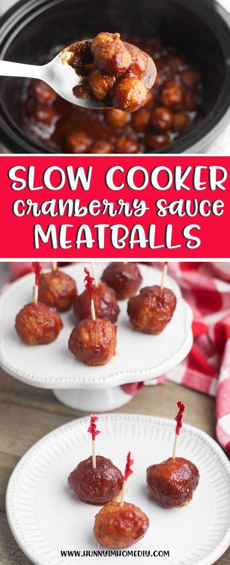 Spagetti And Meatball Recipe, Cranberry Sauce Meatballs, Hot Apps, Cranberry Meatballs, Baked Appetizers, Meatball Dishes, New Year's Eve Appetizers, Crockpot Ideas, Thanksgiving Appetizer Recipes