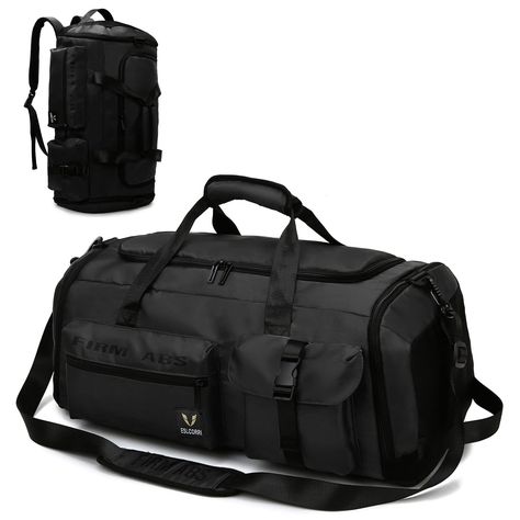 Eslcorri 65L Travel Duffel Bag for Women & Men - 3 in 1 Large Sports Gym Bag with Shoe and Wet Clothes Compartment Multipurpose Weekender Carry On Overnight Backpack for Swimming Yoga Camping Black (As an Amazon Associate I earn from qualifying purchases) Overnight Backpack, Travel Duffle Bag, Sports Bags Gym, Pool Bags, Mens Travel Bag, Camping Bag, Wet Clothes, Swimming Bag, Sports Gym