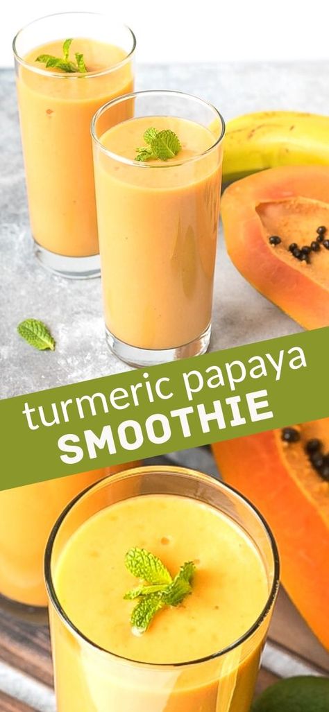 Smoothie Drinks Healthy, Papaya Juice Recipe, Papaya Drink, Papaya Juice, Papaya Recipes, Papaya Smoothie, Drinks Healthy, Turmeric Smoothie, Turmeric Recipes