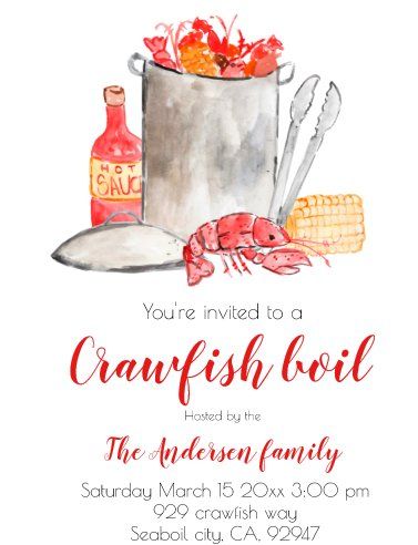 Crawfish Boil Engagement Party, Crawfish Boil Party Decorations, Crawfish Party, Crawfish Boil Party, Family Reunion Invitations, Reunion Invitations, Babyshower Party, Crawfish Boil, Paper Types