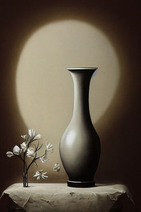 Painting Brown Aesthetic, Flowers Art Painting, Vases Painting, Painting Poster, Art Flowers, Flowers Art, Flower Art Painting, Wall Arts, Brown Aesthetic