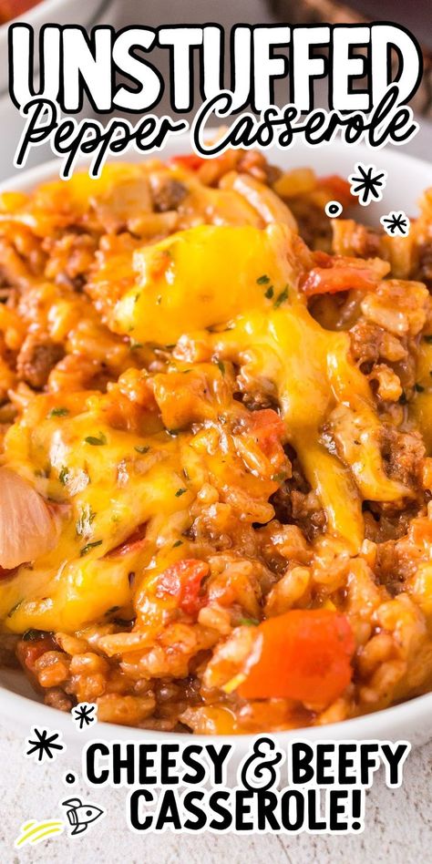 Unstuffed Pepper Casserole Unstuffed Pepper Casserole, Unstuffed Peppers, Pepper Casserole, Crockpot Stuffed Peppers, Ground Beef Rice, Stuffed Pepper Casserole, Crockpot Casserole, Beef Rice, Hearty Meal