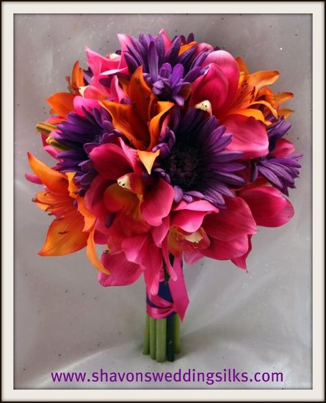 Fall Spring Summer Winter Orange Pink Purple Bouquet Wedding Flowers Photos & Pictures - WeddingWire.com Pink Orange Wedding Flowers, Pink And Orange Wedding, Pink Boutonniere, Orange Bouquets, Orange Wedding Flowers, Purple Wedding Bouquets, Wedding Colors Purple, Purple Bouquet, Boda Mexicana