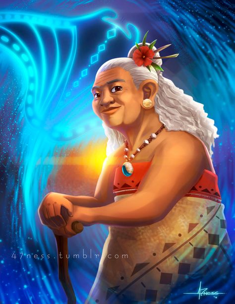 Grandma Tala, Moana Fanart, Gramma Tala, Black Grandma, Moana And Maui, Punk Disney Princess, Disney Moana Art, Moana 2016, Disney Sleeve Tattoos