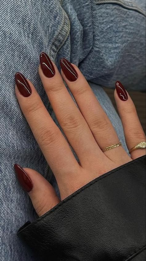 Nails That Go With Brown Hair, October Color Nails, Shellac Nails Fall, Deep Red Nails, Kutek Disney, Wine Nails, Maroon Nails, November Nails, Cherry Nails