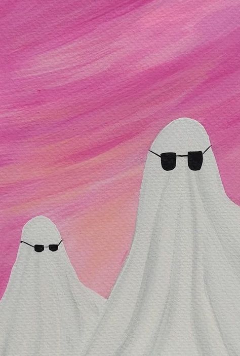 Easy Canvas Painting Ideas For Couples, Cute Simple Animal Paintings, Fun Diy Painting Ideas, Halloween Drawings Ideas Easy Aesthetic, Halloween Painting Small Canvas, Cute Spooky Canvas Painting, Easy Canvas Painting Halloween, Halloween Canvas Ideas Easy, Canvas Painting Ideas Couples