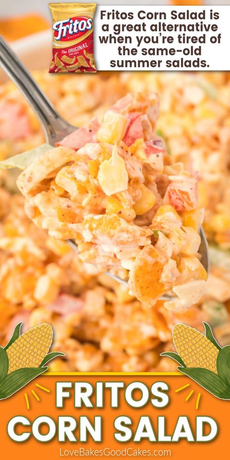 Fritos Corn Salad Corn And Dorito Salad, Dorito Corn Salad Recipe, Corn Salad With Doritos, Mexican Corn Salad With Fritos, Crunchy Fritos Corn Salad, Cold Corn Salads Recipes, Cold Easy Side Dishes, Cold Corn Salad With Fritos, Mexi Corn Salad