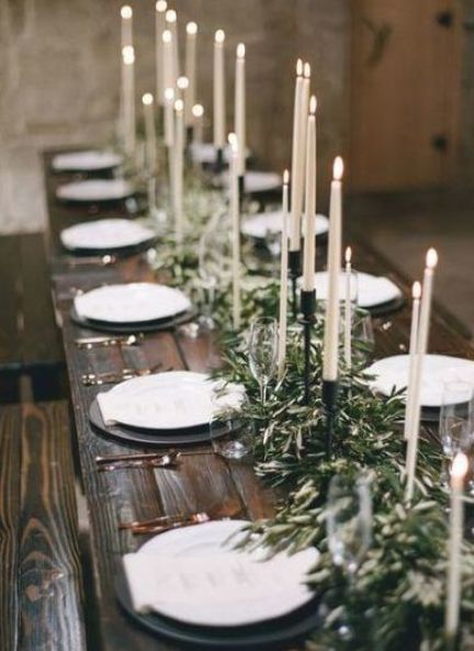 Trendy wedding rustic table setting olive branches 64+ Ideas Hygge Wedding, Olive Branch Wedding, Winter Wedding Centerpieces, Rustic Table Setting, Tacky Christmas, Winter Wedding Decorations, Wedding Winter, Urban Wedding, Wedding Tablescapes