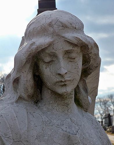 Cracked Angel portrait by Viridia, via Flickr Cracked Statue, Dark Angel Statue, Crying Angel, Crying Mary Statue, Pandora Design, Crying Angel Statue, Graveyard Angel Statues, Angel Sculpture, Stone Statues