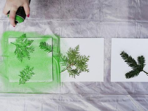 Paint Leaves On Canvas, Spray Paint Leaves, Painting Ideas On Wall, Art Wall Ideas, Leaf Painting Ideas, Leaves On Canvas, Rope Sign, Paint Leaves, Leaf Projects