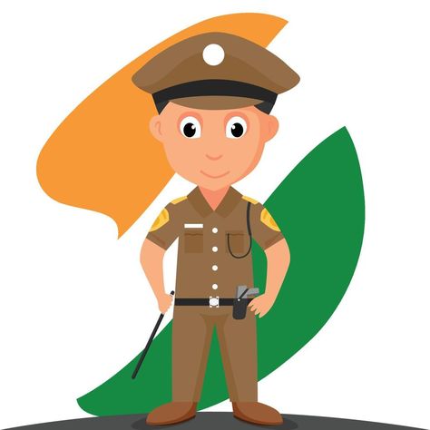 Isolated Indian Cute Cartoon Police flat vector Police Images, Community Helpers Pictures, Police Drawing, Police Pictures, Police Cartoon, Community Helpers Preschool Crafts, Police Crafts, Indian Police Service, Indian Police